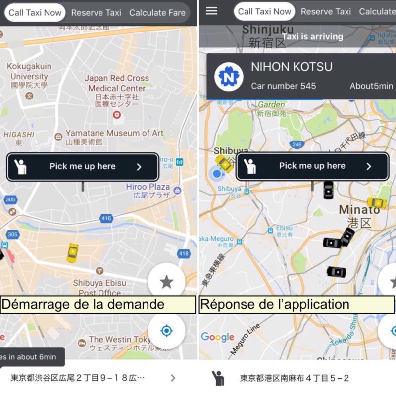 Utilisation de l'application Japan Taxi à Tokyo, Vivre à Tokyo