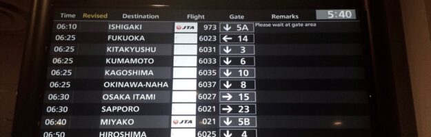 Panneau de départ pour des vols intérieurs au Japon, Visiter Tokyo et le Japon